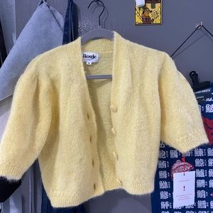 Rouje Yellow NONO Cardigan Mohair Sweater 36 NWT